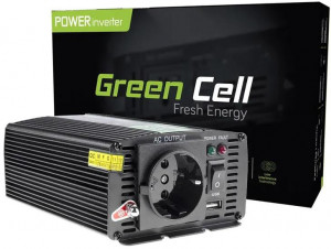 PRZETWORNICA NAPIĘCIA INWERTER Green Cell 12V -> 230V 300W/600W MODYFIKOWANA SINUSOIDA INV01DE