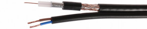 Przewód kabel koncentryczny z zasilaniem do CCTV CZARNY K60+2x0,5mm2 GETFORT 1m